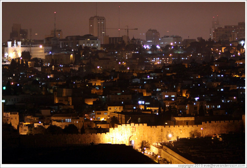 Damascus Gate and walls around the Old City of Jerusalem.