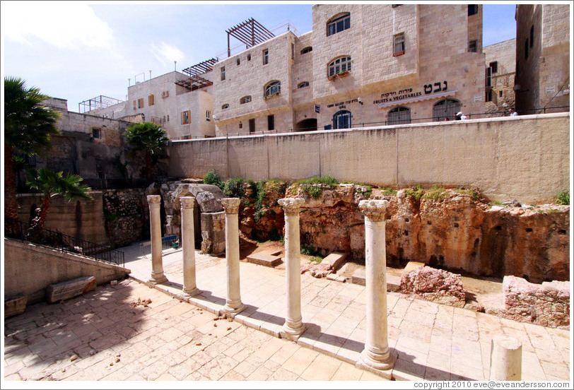 The Cardo, the main street (reconstructed) of 6th century Byzantine Jerusalem.  Jewish Quarter, Old City of Jerusalem.
