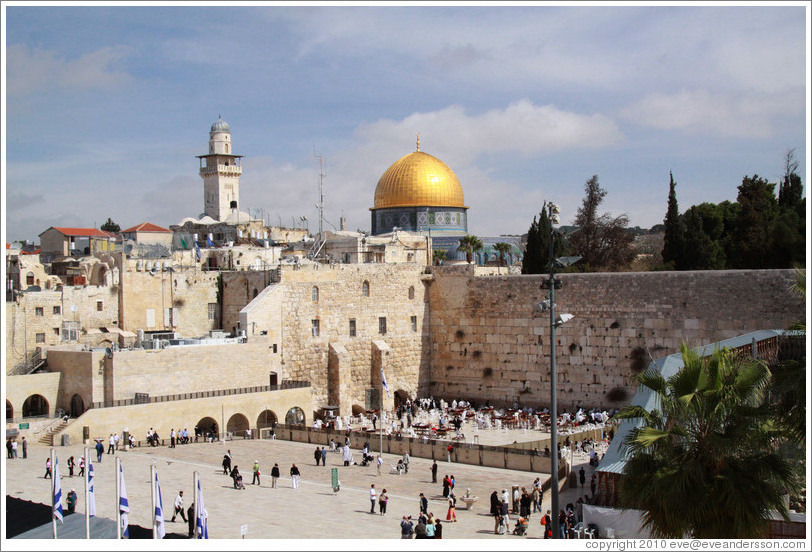 Western (Wailing) Wall and Dome of the Rock, Old City of Jerusalem.