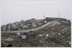 Wall dividing Israel and the West Bank, viewed from the roof of the Tomb of David, Mt. Zion.