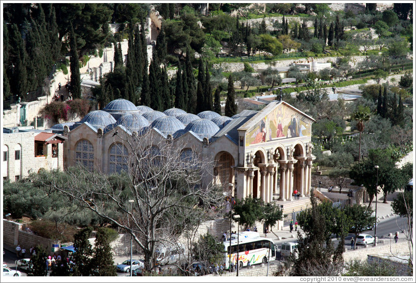 Church of All Nations, Mount of Olives.  Viewed from the Yeusefiya cemetery, Jerusalem.