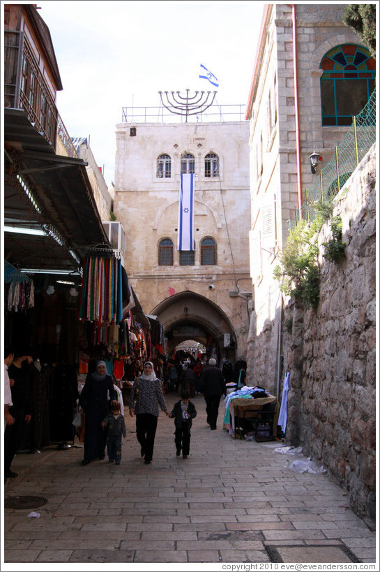 Large menorah, Al-Wad Street, Muslim Quarter, Old City of Jerusalem.
