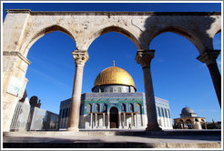 Dome of the Rock behind arches (qanatir), Haram esh-Sharif (Temple Mount).