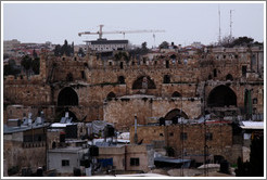 View of the Old City of Jerusalem, including the city wall, from the Austrian Hospice of the Holy Family.
