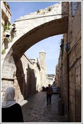 Woman and arch, Via Dolorosa, Muslim Quarter, Old City of Jerusalem.