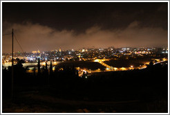 Night view of the Old City of Jerusalem from the Mount of Olives.