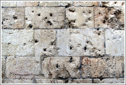 Bullet holes, Zion Gate, wall of the Old City of Jerusalem.