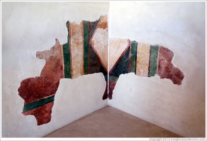 Remnants of a painted wall, commandant's headquarters, desert fortress of Masada.