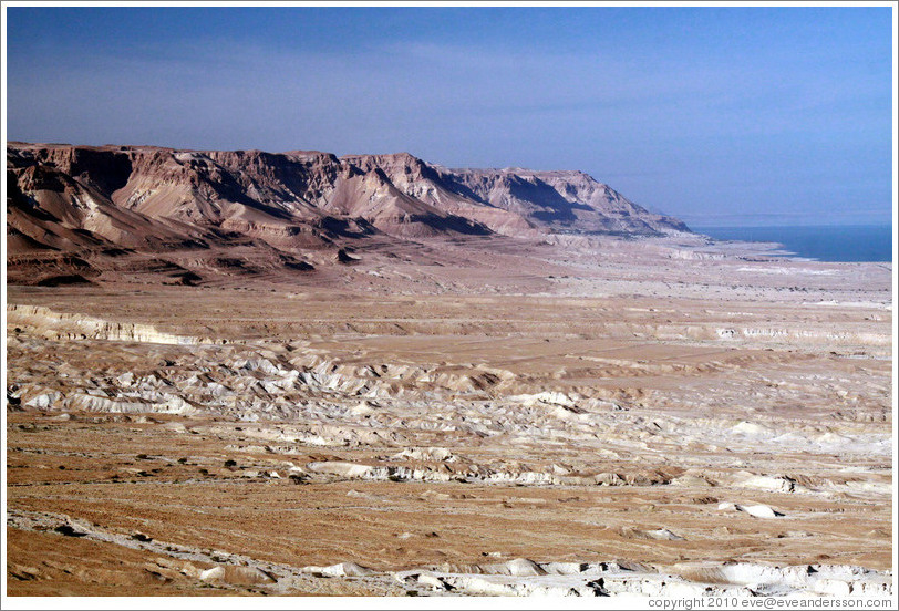 View of the desert and mountains, desert fortress of Masada.
