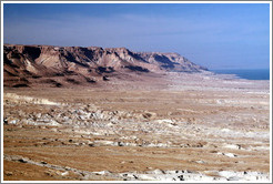 View of the desert and mountains, desert fortress of Masada.