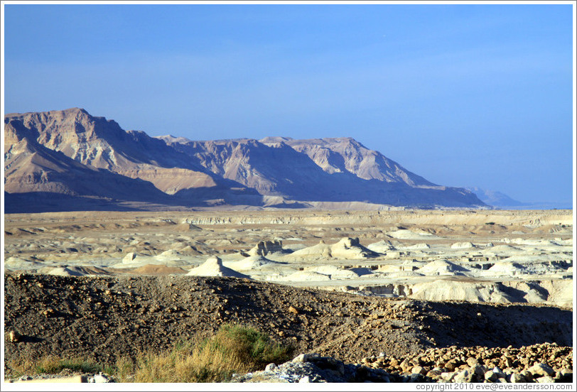 View of the desert and mountains, desert fortress of Masada.