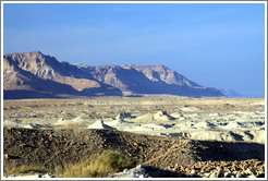 View of the desert and mountains, desert fortress of Masada.