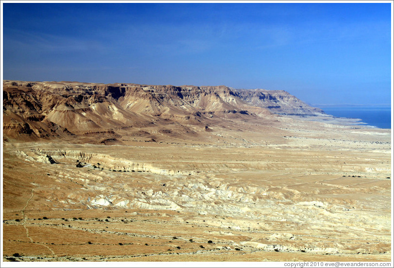 View of the desert and mountains, desert fortress of Masada.