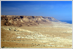 View of the desert and mountains, desert fortress of Masada.