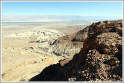 View of the desert and mountains, desert fortress of Masada.