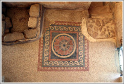 Looking down on a mosaic floor, Western Palace, desert fortress of Masada.