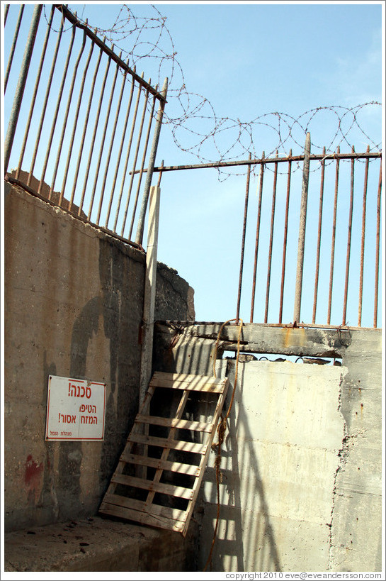 Precarious "ladder" used to access the jetty from which good views of the Old Jaffa waterfront can be found.