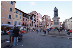 Campo de' Fiori, including the monument to Giordano Bruno.