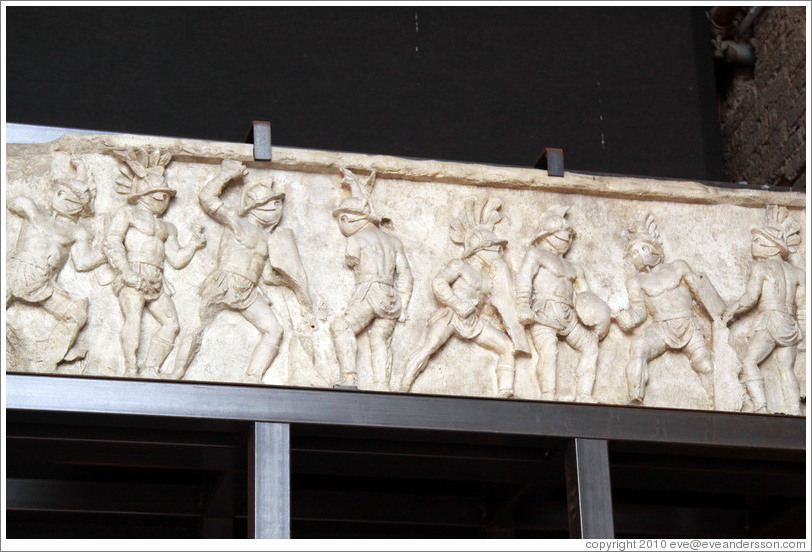 Relief with gladiatorial scenes.  The Colosseum.