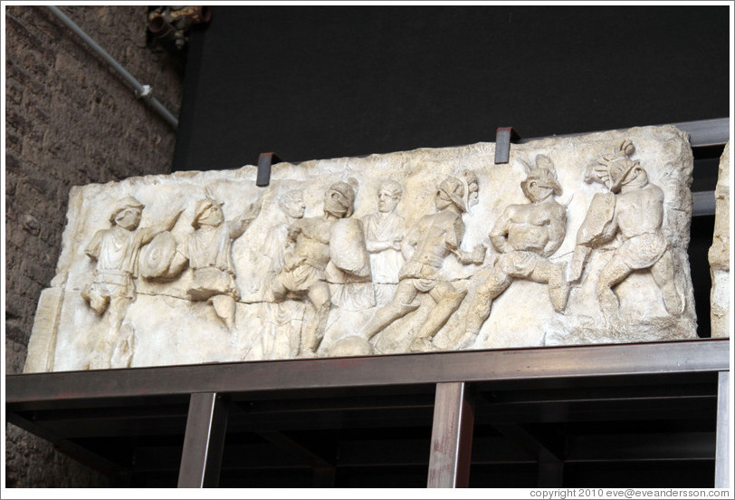 Relief with gladiatorial scenes.  The Colosseum.