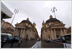17th century baroque churches designed by Rainaldi.  Piazza del Popolo.