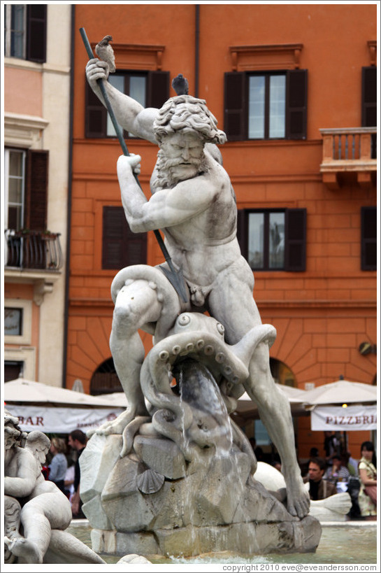 Neptune fighting an octopus (with the help of two pigeons), Fontana del Moro (the Moor Fountain), Piazza Navona.