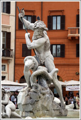 Neptune fighting an octopus (with the help of two pigeons), Fontana del Moro (the Moor Fountain), Piazza Navona.