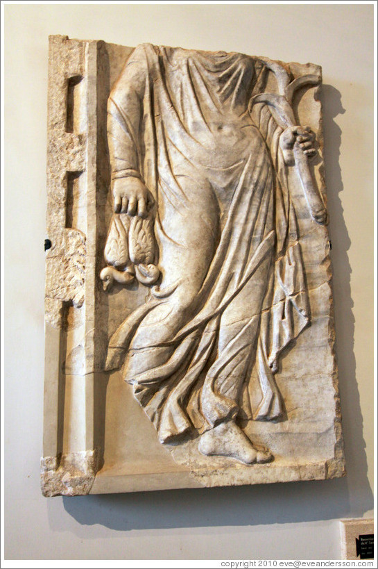 Bas-relief of the personification of winter.  Museo Palatino (Palatine Museum).