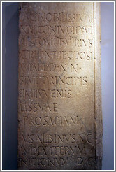 Dedication to the mother of emperor Theodosius, 389-391 AD.  Museo Palatino (Palatine Museum).