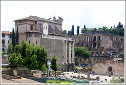 Back of Tempio di Antonino e Faustina (Temple of Antoninus Pius and Faustina), displaying a wide variety of architectural styles/ages in its construction.  Roman Forum.