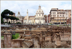 Santa Maria di Loreto (16th century church), Colonna Traiana (Trajan's Column; completed 113 AD), and Santissimo Nome di Maria al Foro Traiano (Church of the Most Holy Name of Mary at the Trajan Forum; completed 1751).