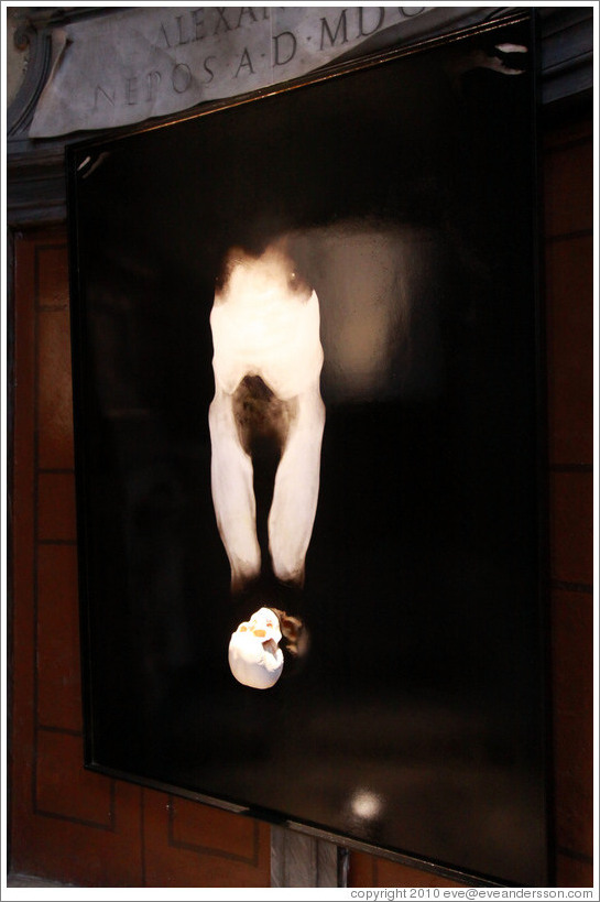 Untitled work (2009) containing a skull by Giovanni Manfredini (Italian artist, born 1963), Santa Maria del Popolo.