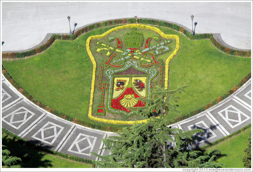 Coat of arms, garden, Vatican City.  Viewed from St. Peter's Basilica.