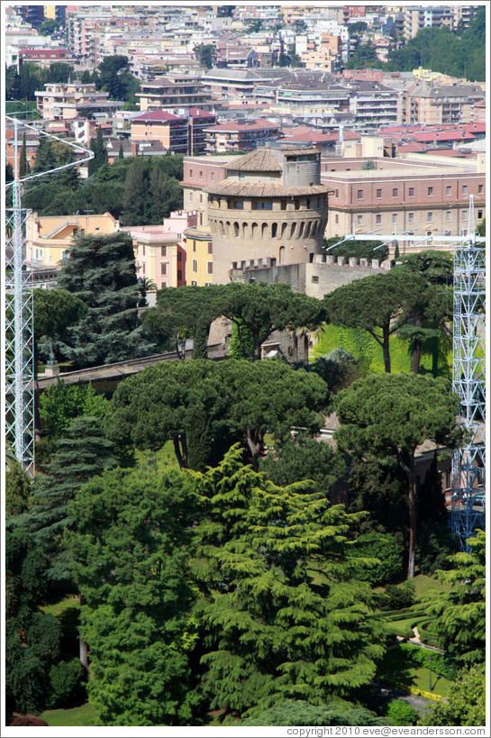 Gardens and city wall, viewed from St. Peter's Basilica.