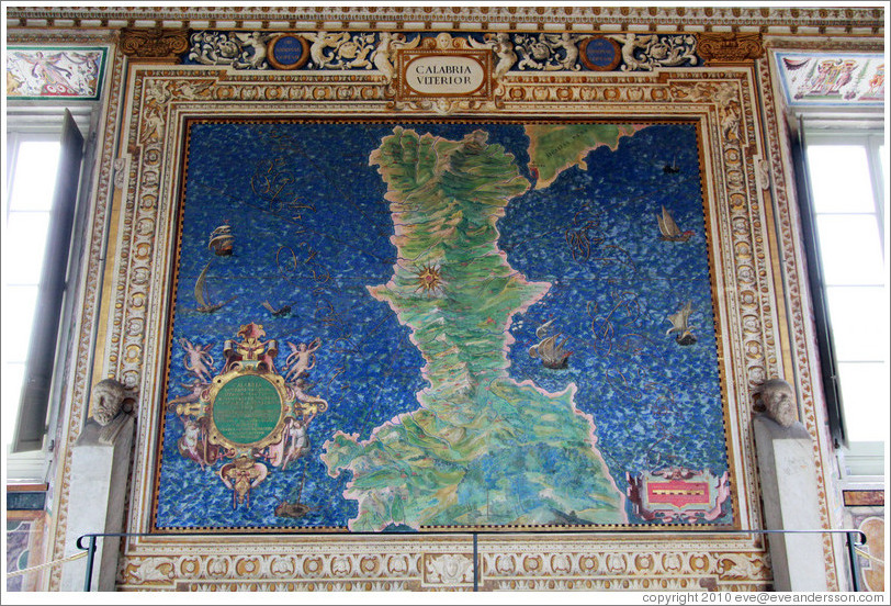 Upside down map of southern Italy (drawn from Rome's point of view), Gallery of Maps, Vatican Museums.