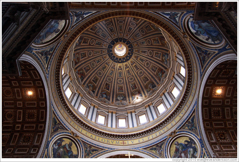 Ceiling, St. Peter's Basilica.  The lettering is 2 meters (6.6 feet) high.