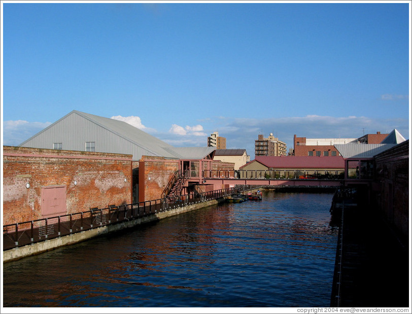 Brick buildings with inlet.