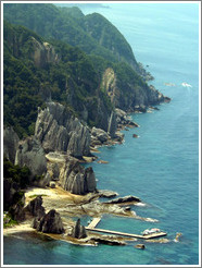 West coast of Shimokita peninsula.  Supposedly these cliffs look like buddhas.