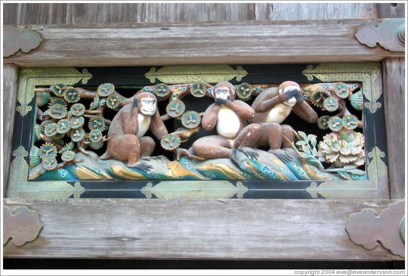Three monkeys detail.  Tosho-gu Shrine.