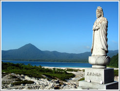 Buddha overlooking crater lake.  Mt. Osorezan.