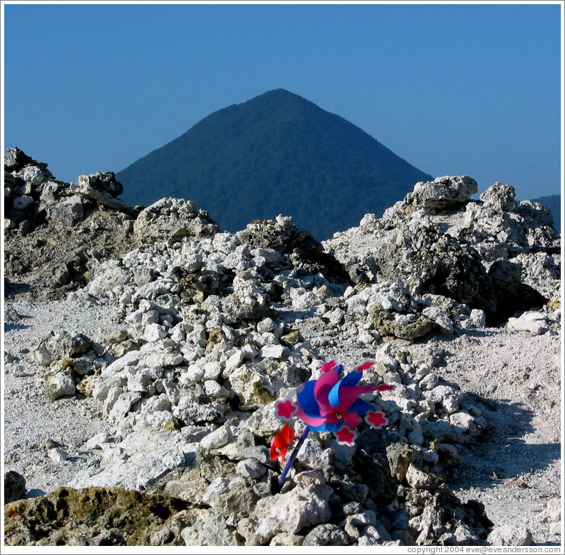 Volcanic landscape with pinwheels for deceased children.  Mt. Osorezan.