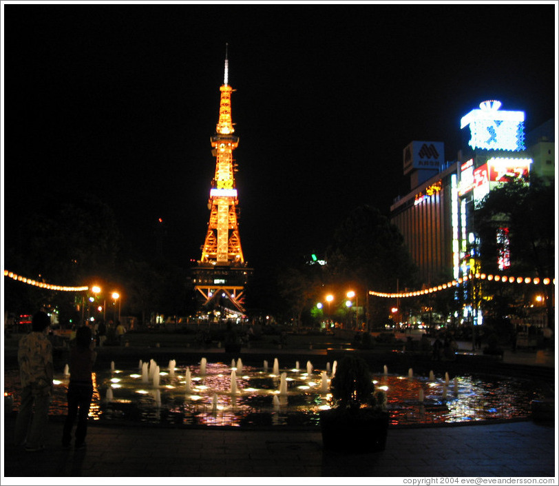 TV tower and fountain.