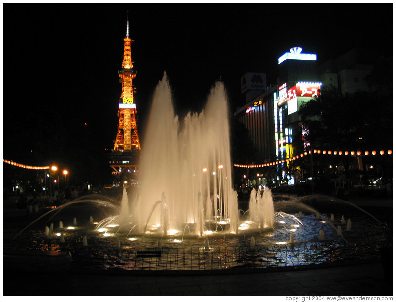 TV tower and fountain.