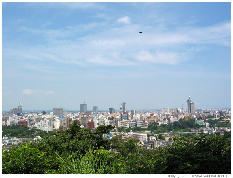 Sendai as viewed from Sendai Castle.