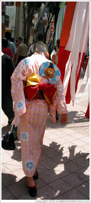 Girl in yukata.  Sendai weavers festival.
