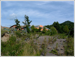 Collapsed building.  Nishiyama Crater Promenade.