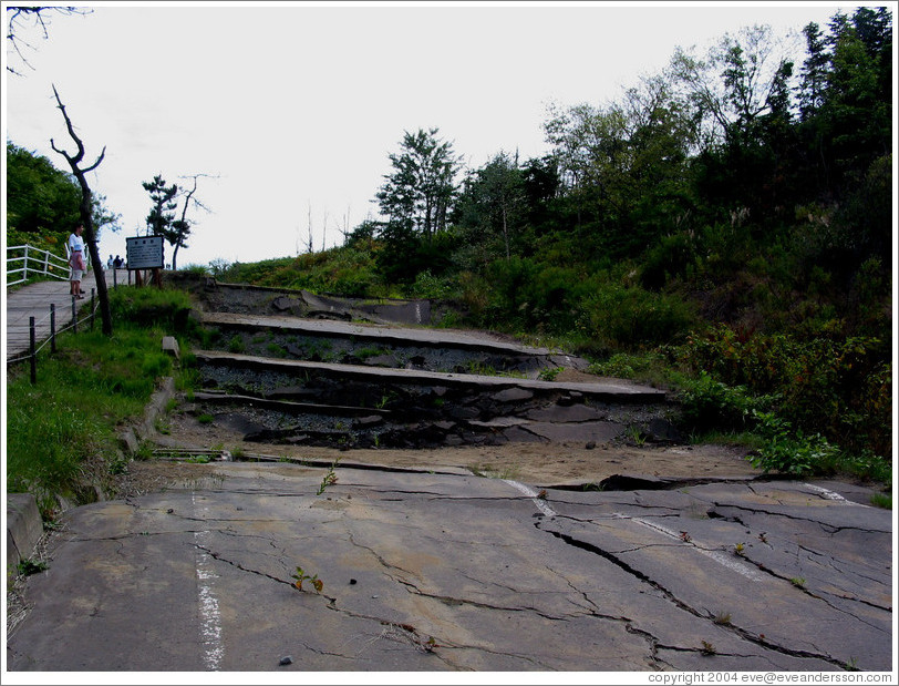 Destroyed road.  Nishiyama Crater Promenade.