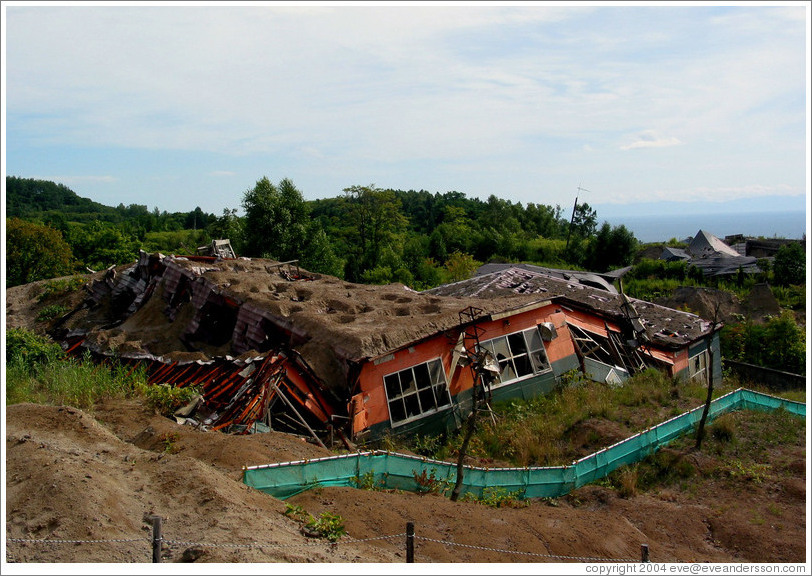 Destroyed school.  Nishiyama Crater Promenade.