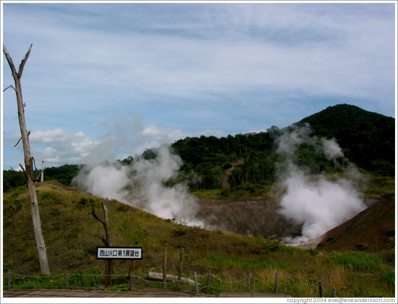 Steaming crater.  Nishiyama Crater Promenade.