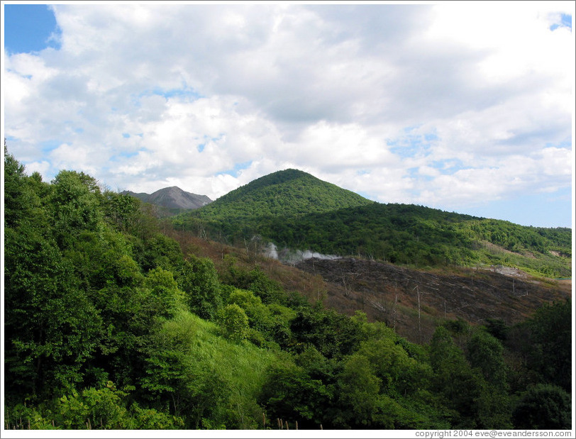 Steaming crater.  Nishiyama Crater Promenade.